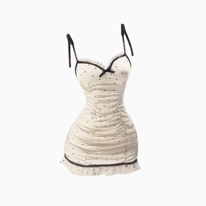 Polka dot suspender dress for women 2025 slim fit hot girl hip skirt R1011