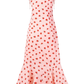 2025 Summer New Pink Floral Rose French Fishtail Long Suspender Dress R0956