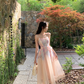 Fresh and elegant gradient print dress female 2025 new French gentle style flower suspender skirt R4380