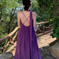 Purple beach dress backless dress loose chiffon suspender long dress seaside holiday dress R1595