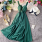Sexy backless retro suspender skirt tube top dress waist slimming beach over knee goddess dress R0340