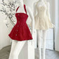 A-line skirt, slim fit, halter neck, slimming mini skirt homecoming dress R2565