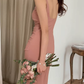 French sexy backless suspender dress slim fit high-end niche medium and long hip skirt R1449