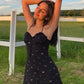 Black floral halter waist slim short skirt homecoming dress R3307