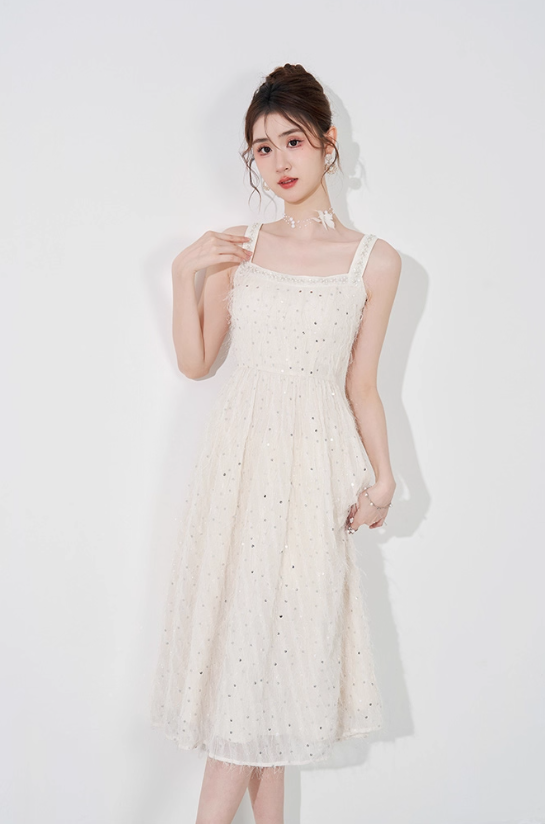 French romantic suspender dress suspender dress new mid-length niche temperament skirt R4379