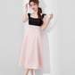 Beautiful dress new summer women's French temperament waist mid-length sleeveless pink skirt R4261