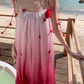 Gradient color loose suspender dress seaside holiday beach dress atmosphere long dress R1614