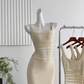Bright silk knitted sexy hollow long skirt hip-wrapped fine glitter suspender dress for women R0286