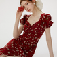 French floral red dress 2025 high-end wear R2703