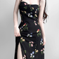 2025 summer new retro black floral waist slim sexy suspender dress R0917