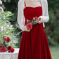 French retro high waist slim sexy velvet dress dress suspenders skirt R1463