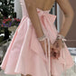 Pink halter neck sexy backless A-line puffy princess dress homecoming dress R2423