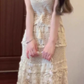Pure outfit set casual green small flying sleeve top short skirt two-piece set R0835