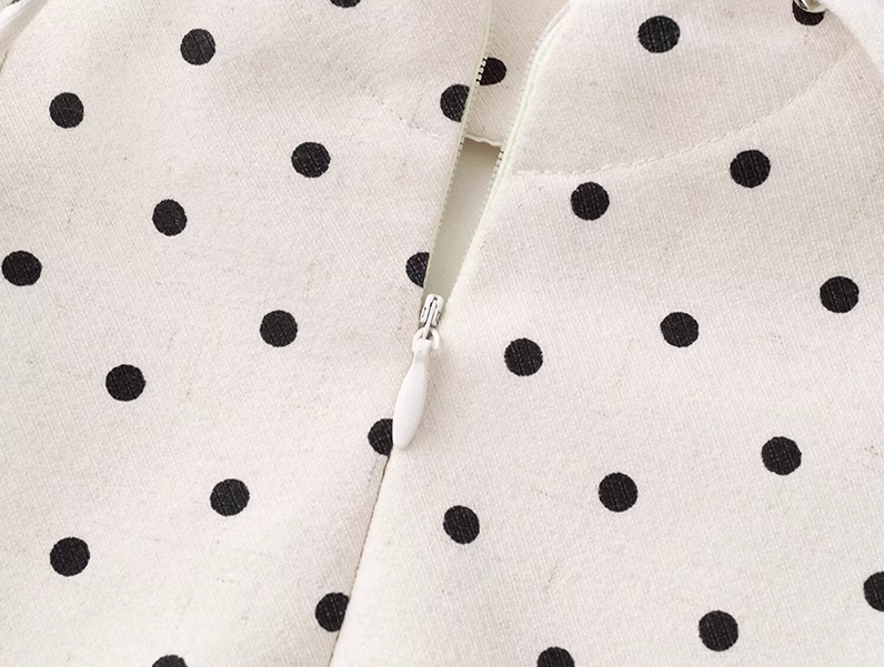 2025 Summer New Apricot Polka Dot Waist Square Neck A-line Short Suspender Dress R0907