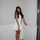 Elegant White Ruffled A-Line High Collar Bodycon Mini Summer Dress Homecoming Dress RS260