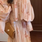 Gentle temperament floral dress waist beautiful summer skirt R0748