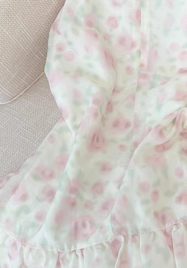 French tea break floral sleeveless halter dress new style gentle style first love sweet short skirt R4038