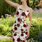 French retro rose floral suspender dress 2025 new style hip skirt R2717