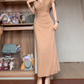 Large size French pure desire style V-neck pleated dress hot girl figure hip long skirt R1867