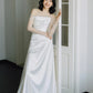 Long Sleeves Satin Mermaid Wedding Dresses Long Bridal Gown      S7213