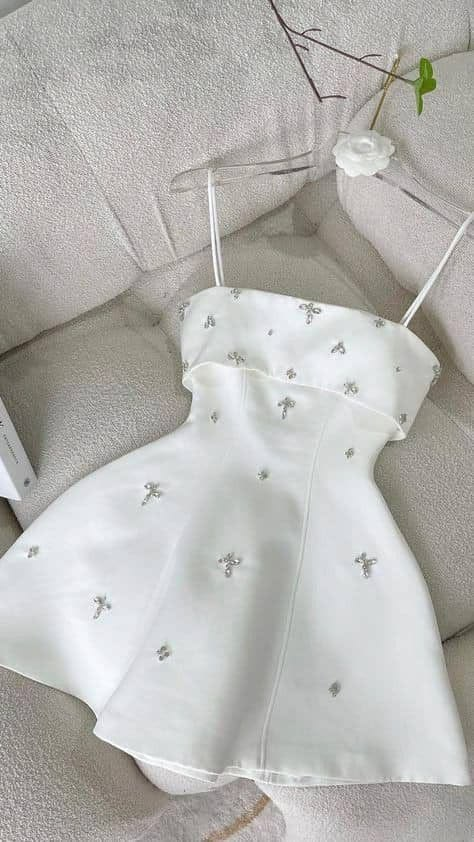 Refined Silky Beaded Women's Homecoming Dress White Corset Short Prom Gown Birthday Dress RS3123