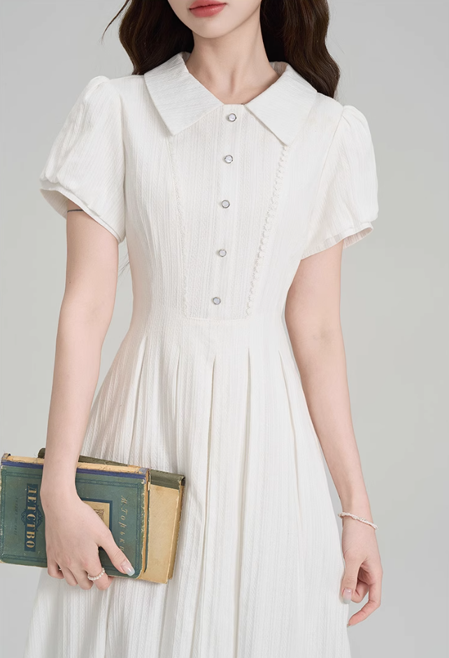 Summer gentle style little white dress new French college style temperament dress R2360