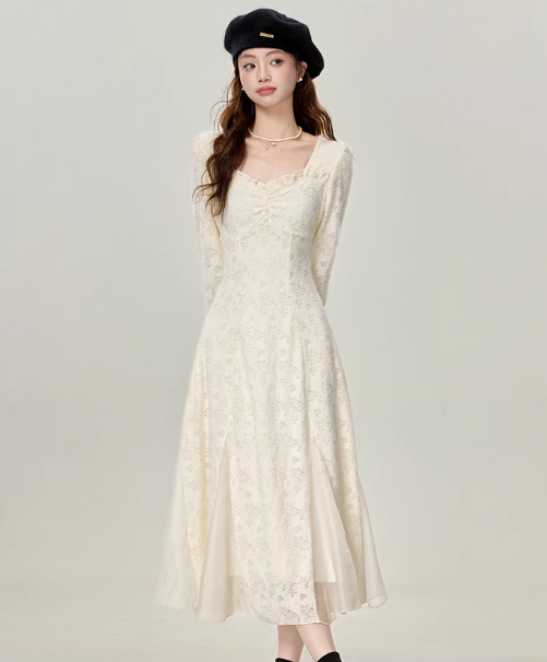 French style gentle high-grade lace white inner dress bottoming skirt R1921