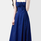 2025 Summer New Blue Slit Sexy Waist Temperament Suspender Dress R0901