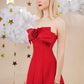 Red tube top neckline bow design waist slim short skirt homecoming dress R3647