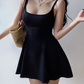 French retro square neck waist elastic slim fit suspender skirt short skirt R2812