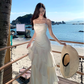 Fairy high-class temperament mermaid Ji streamer suspender skirt dress dress one shoulder dress R1715