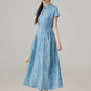 2025 summer new Chinese style blue dress this year popular cheongsam skirt R1913