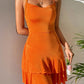 Orange-red halter neck slim, lively and sexy homecoming dress R2531