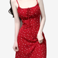 2025 Summer New Red Polka Dot High Waist Vacation Small A-line Suspender Dress R0965