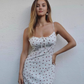 White dress star supermodel same summer strawberry suspender dress R2930