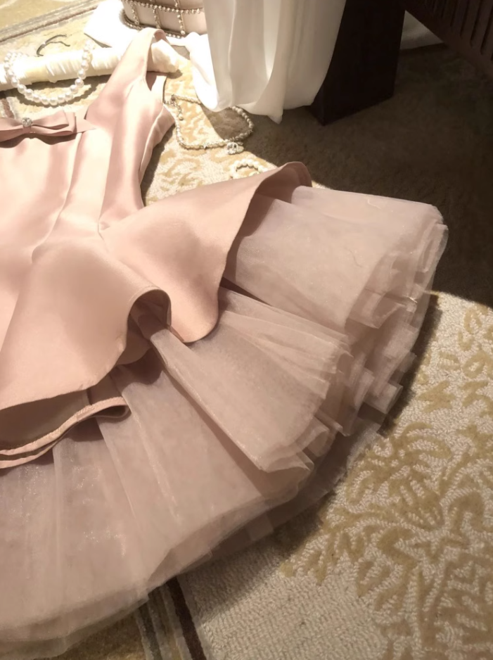 Ballet princess dress temperament, waist cinched mesh puffy skirt, pink suspender dress, homecoming dress R2996