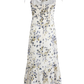 2025 Summer New French Blue Floral Holiday Style Mid-Length Suspender Dress R0923