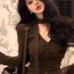 Sexy hot girl slim fit V-neck long-sleeved top 2025 plus size plaid hip skirt suit R1336