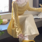 A complete set of outfits yellow one-shoulder top hip skirt 2025 two-piece suit R0768
