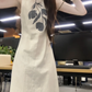 Simple and generous sleeveless dress niche linen print beautiful temperament long dress R0713