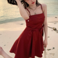 New style women's suspender skirt sweet temperament bow dress R4952