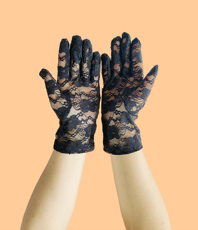 Gloves women summer lace chrysanthemum sun protection gloves thin short wedding bride etiquette gloves     S6279