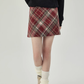 Red plaid a-line skirt 2025 new style hip skirt small slim short skirt R2369
