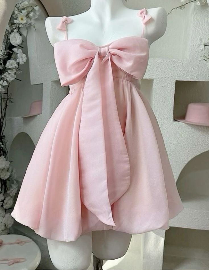 Pink Strapless One Shoulder Bow Princess Tutu Skirt homecoming dress R2556