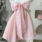 Pink Strapless One Shoulder Bow Princess Tutu Skirt homecoming dress R2556