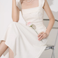French style white flying sleeve dress beautiful temperament slim high-end little white dress R4260