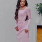Elegant Pleated Prom Dress with Square Neckline Stunning Pink Long Evening Dresses     S7054