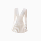 Pure desire hot girl low-cut V-neck long-sleeved dress 2025 temperament waist pleated skirt R1242