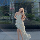 Fairy dress pure desire style irregular holiday suspender skirt floral cake skirt R1710