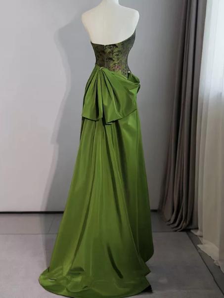 Mermaid Silky Satin Bodycon Prom Gown , Green Women's Maxi Evening Dress Ball Gown RS2426
